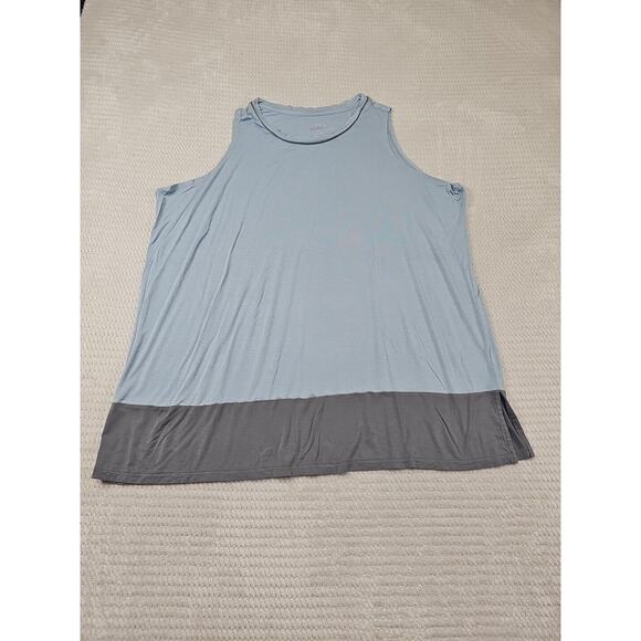 Logo Layers Shirt Womens 3X Sleeveless Tank Blue & Gray Color Block - Picture 1 of 7